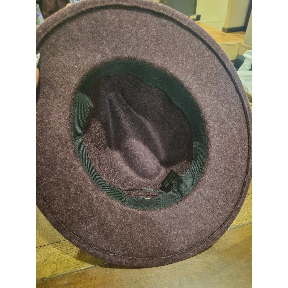 Purple Felt Fedora Hat With Leopard Print Band - Picture 3 of 4